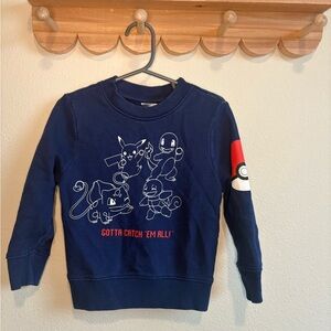 Hanna Andersson Navy Kids Pullover Sweatshirt with White Line-Art Pokémon